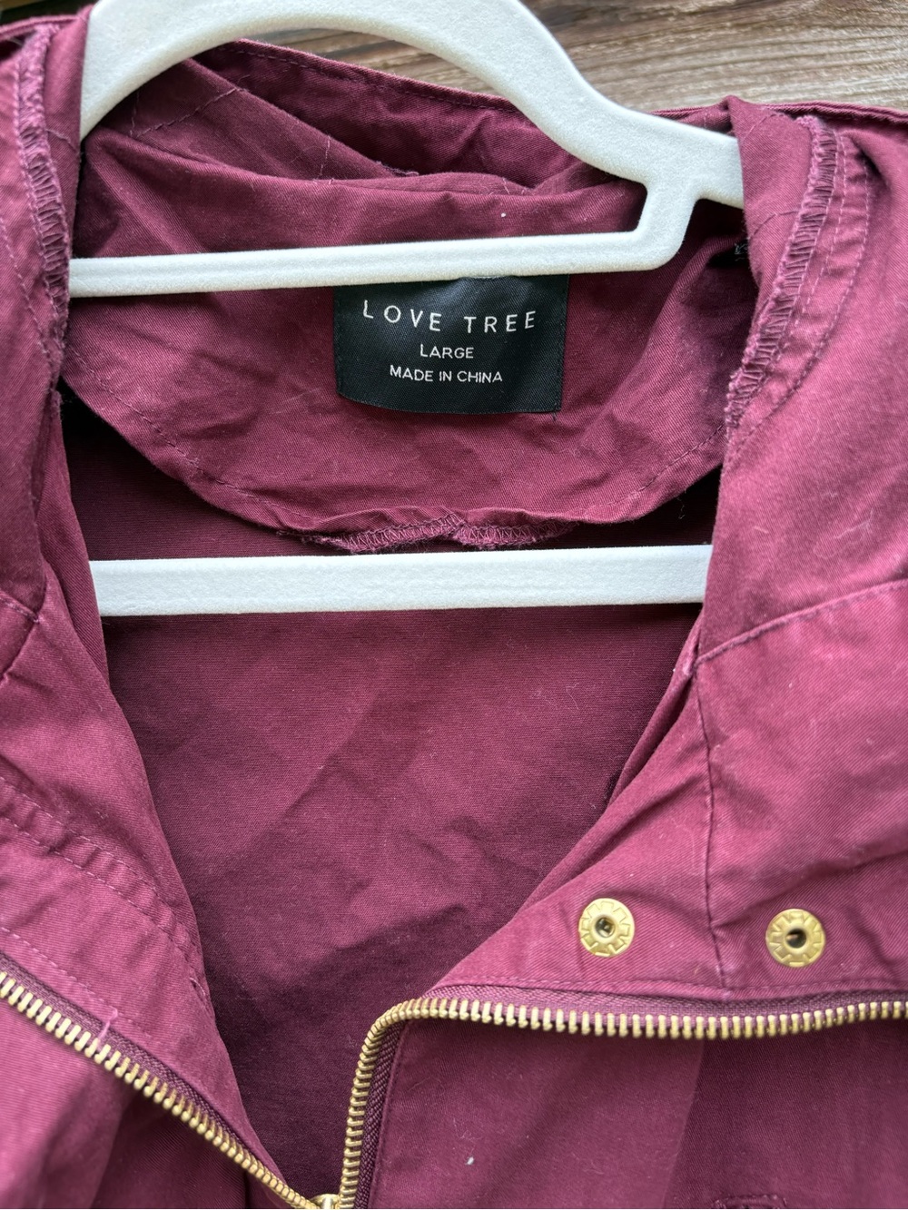 Love Tree Maroon Hooded Utility Jacket - Picture 2 of 3